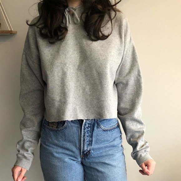 Grey Cropped Hoodie - Picture 1 of 2